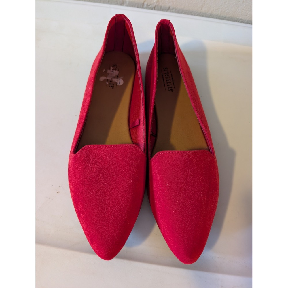 Seychelles Red Pointed Toe Faux Suede Textiles Flat womens sz 8.5
